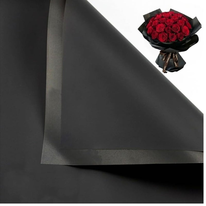 BBJ WRAPS Black Flower Wrapping Paper, Waterproof Floral Wrapping Paper, Korean Floral Paper Bouquet Wrapping Paper Florist Supplies, Multi Colors 20 Counts (Black) - Image 1